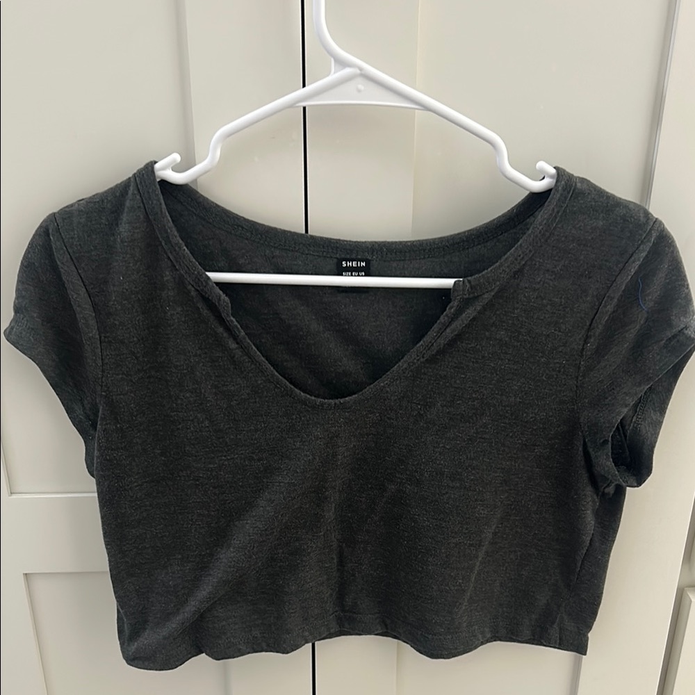 SHEIN Black Fitted Crop T-Shirt